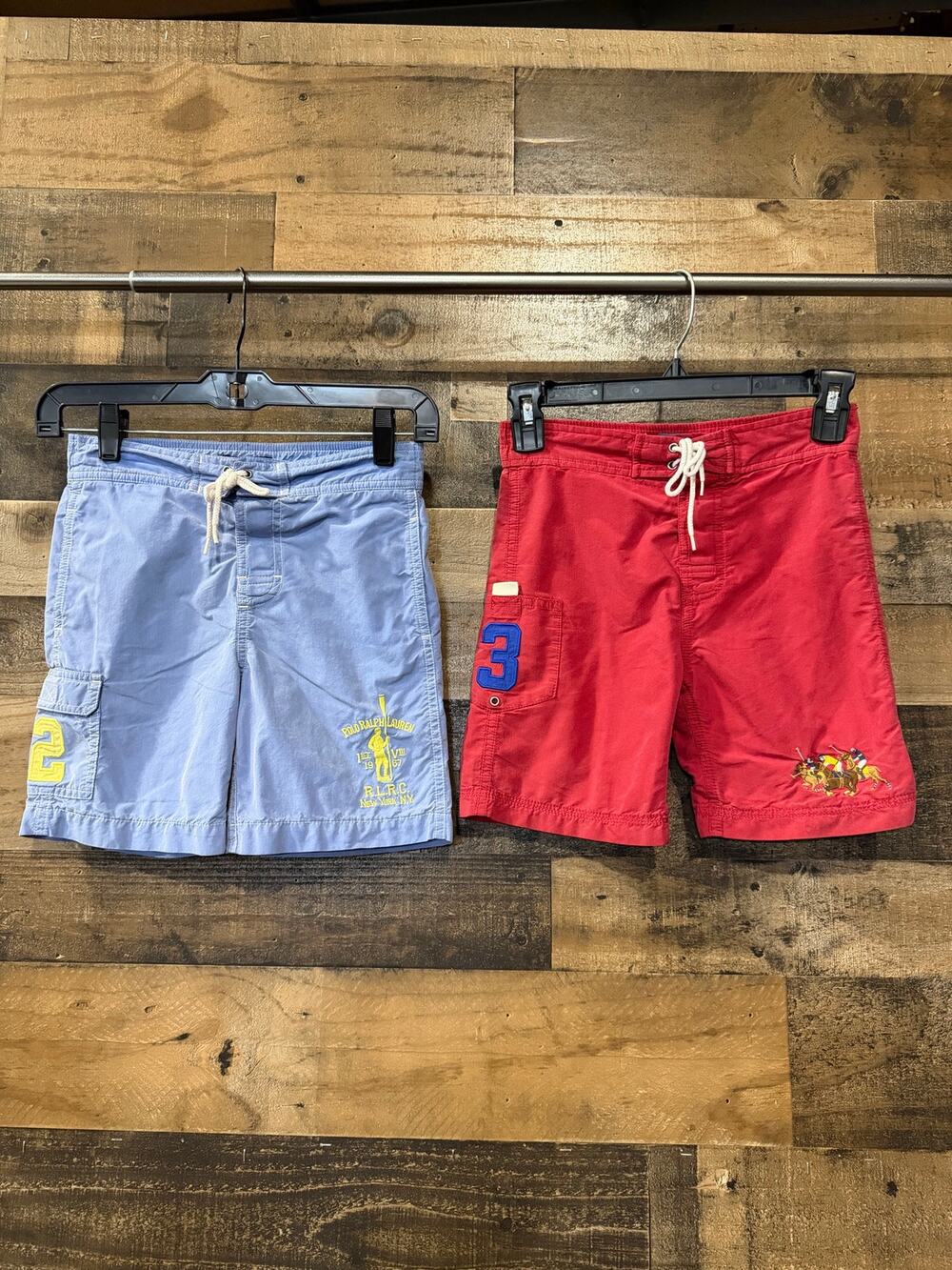 Polo Ralph Lauren Boys Size 5 Swim Trunks 2-Pack (Light Blue & Red)